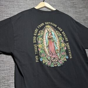 DGK Shirt Men's XL Black Short Sleeve Virgin Mary Rose Guadalupe